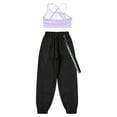 thumbnail image 4 of Miaeowve Kids Girls 2PCS Dancing Clothing Sets Spaghetti Strap Tank Crop Top with Sportpants Outfit Lavender 10, 4 of 7