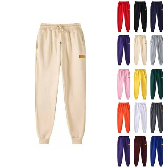 Mens Sweatpants Foot Binding Solid Color Autumn Sporty Long Pants Sweatpants Joggers for Men