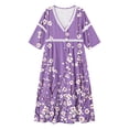 thumbnail image 5 of Edvintorg Womens Floral Dress Plus Size Fashion 3/4 Sleeve V Neck Casual Long Dresses Women’S Clothing S-3XL Purple, 5 of 6