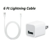Apple iPhone Charger 5W Cube USB Adapter   6 Foot (2 Meter) Lightning USB Cable for iPod, iPad, iPhone 5/5c/5s/SE/6/6s/7 Plus/8/8 Plus/X