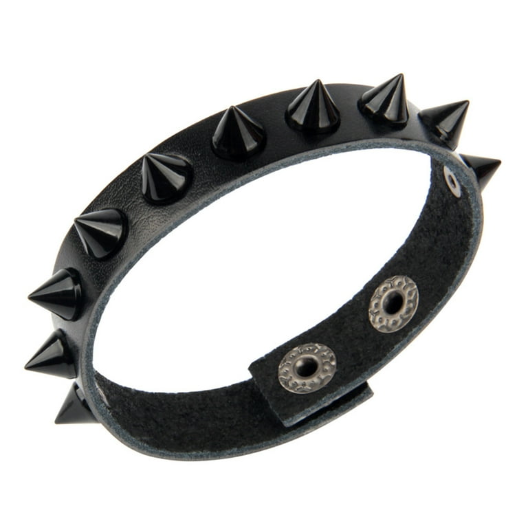 Qinsihwn 6 Pieces Punk Studded Bracelet Goth Bracelet Leather Rivets Spike Bracelet Cuff Adjustable Metal Wristband Gothic Accessories for Men Women