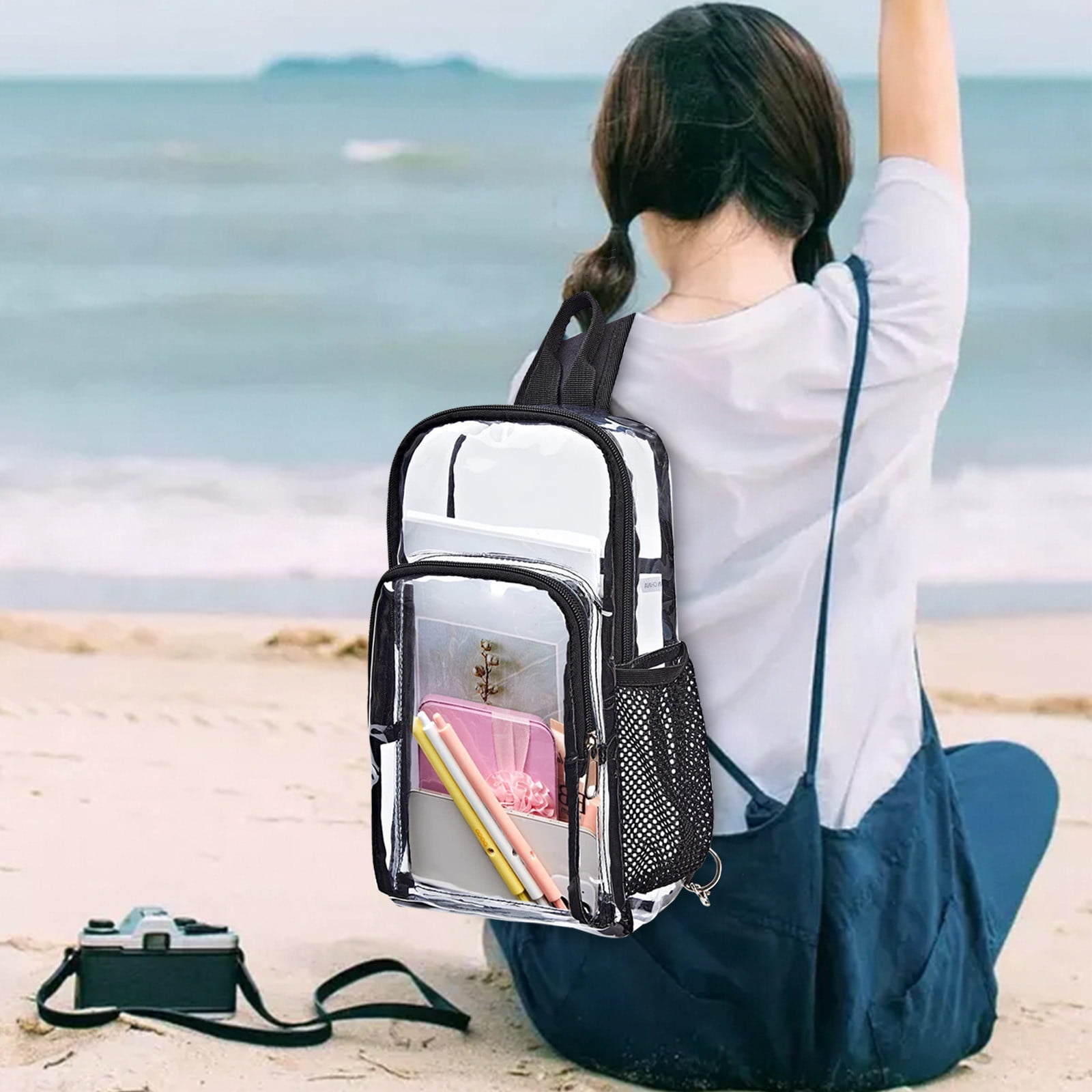 jovati Clear Plastic Water Bottles Clear Sling Bag Clear Bag Stadium Approved Transparent Shoulder Crossbody Backpack Chest Casual Daypack
