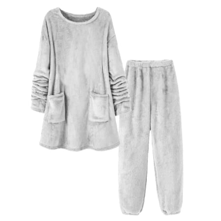 Gkeoshab Womens Christmas Sweatshirt Women s Flannel Sleepwear Set Ultra-Soft Cozy Pajama Ensemble with Comfort Fit Design for Maximum Warmth and Relaxation During Cold Weather Seasons White L