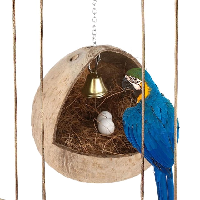 Nido de pájaros de cáscara de coco Fernando Casa colgante para pájaros 13 cm x 13 cm