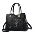 thumbnail image 3 of Faraee Sequin Purses and Handbags for Women Shiny Colorblock Crossbody Shoulder Bag Ladies Leather Medium Top Handle Satchel Black, 3 of 8