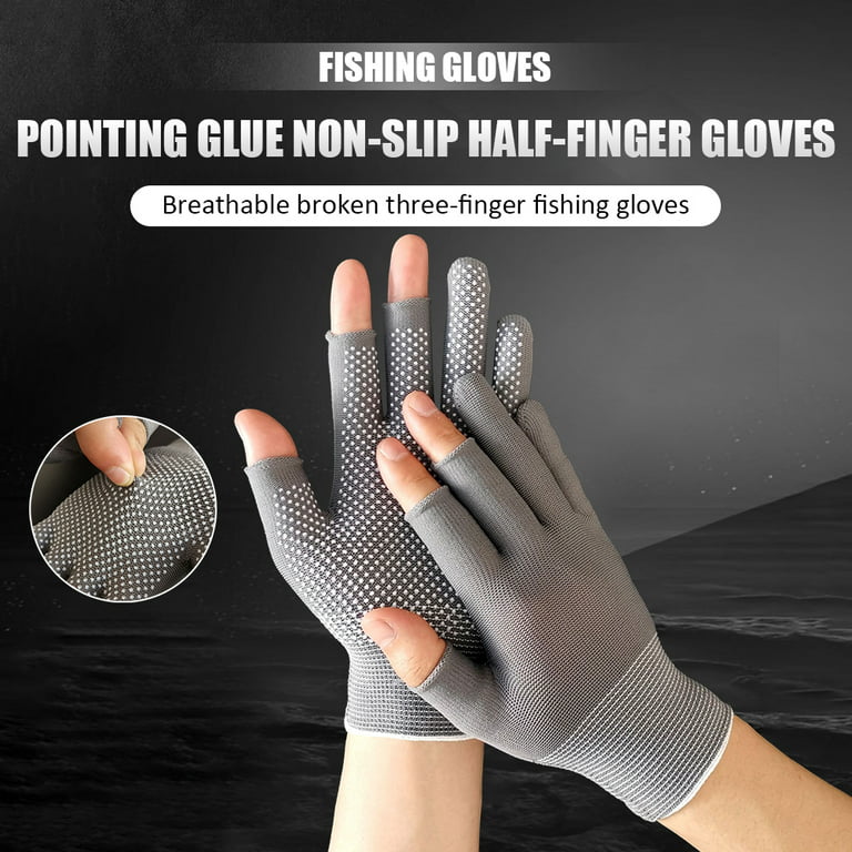 Yfmha 3 Fingers Cut Fishing Gloves Anti-Slip Sunscreen Angling Gloves,Unisex,Adult (Gray), adult Unisex, Size: One Size