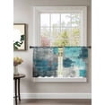 thumbnail image 2 of Sheer Curtains 54 Inch Length 2 Panels Set for Kitchen, Teal Grey Semi Sheer Curtains for Windows, Modern Oil Painted Abstract Art Aesthetics Voile Window Treatments Rod Pocket Curtain, 2 of 7