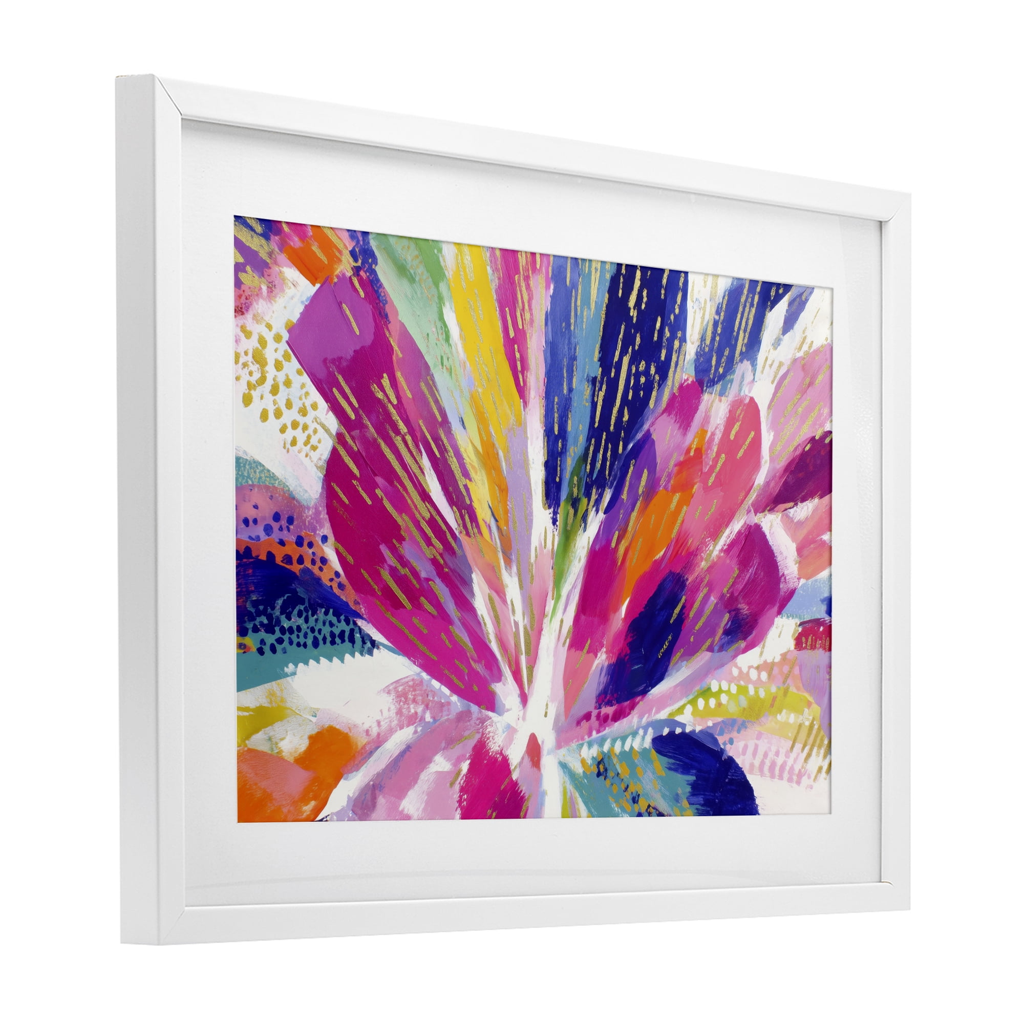 Stupell Industries Flower Burst in Vibrant Tones White Framed Print Under Glass, design by Chromatic Storm Studio