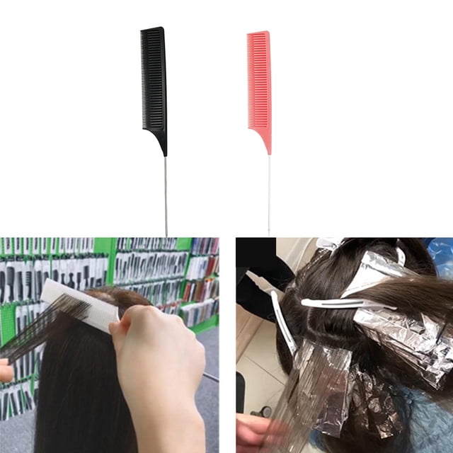 Peine de Mango de Premium de 2 Piezas para Mechones, Peine de Pelo Profesional Antiestático, Peine de Peluquería para Moteado Y Teñido, Peinado Baoblaze Peine para teñir el cabello de las mujeres
