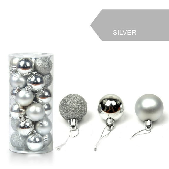 BOPORO 24Pcs Mini Christmas Balls Ornaments, Small Shatterproof Christmas Baubles for Xmas Christmas Tree, 1.18 Inch Hanging Ball for Holiday Wedding Party Christmas Decorations