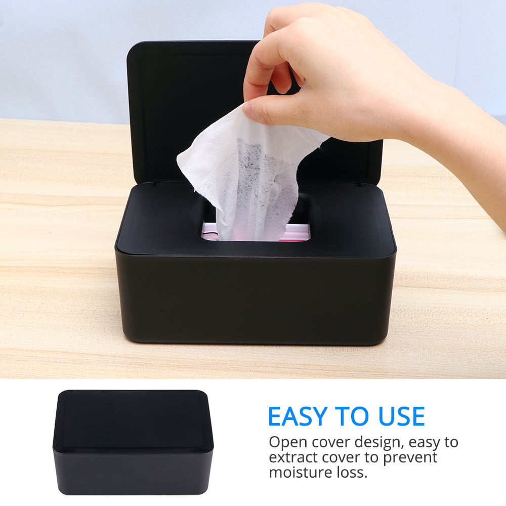 Black Perfect Pull Baby Wipes Case Holder Simple Japanese Style Keeps Diaper Wipes Fresh Non-Slip Wipe Container Three-Layer Seal Design Prevent Moisture Loss Baby Wipes Dispenser 