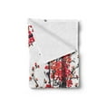 thumbnail image 2 of Japanese Soft Flannel Fleece Throw Blanket, Cherry Blossom Sakura Branch Brushstrokes Image Print, Cozy Plush for Indoor and Outdoor Use, 50" x 60", Red and Brown, by Ambesonne, 2 of 5