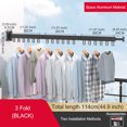 thumbnail image 1 of 1pc Aluminum Alloy Folding Drying Rack, Clothes Drying Rack, Foldable Telescopic Drying Rack, Wall-mounted Collapsible Drying Rack, Space Saver Clothes Rack With Hooks, For Balcony, Laundry, Bathroom, 1 of 5