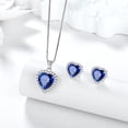 thumbnail image 4 of Women Jewelry Sets 925 Sterling Silver Necklace Earrings Heart Blue Sapphire September Birthstone Set Fine Jewelry Christmas Valentines Birthday Gift for Mother, 4 of 9