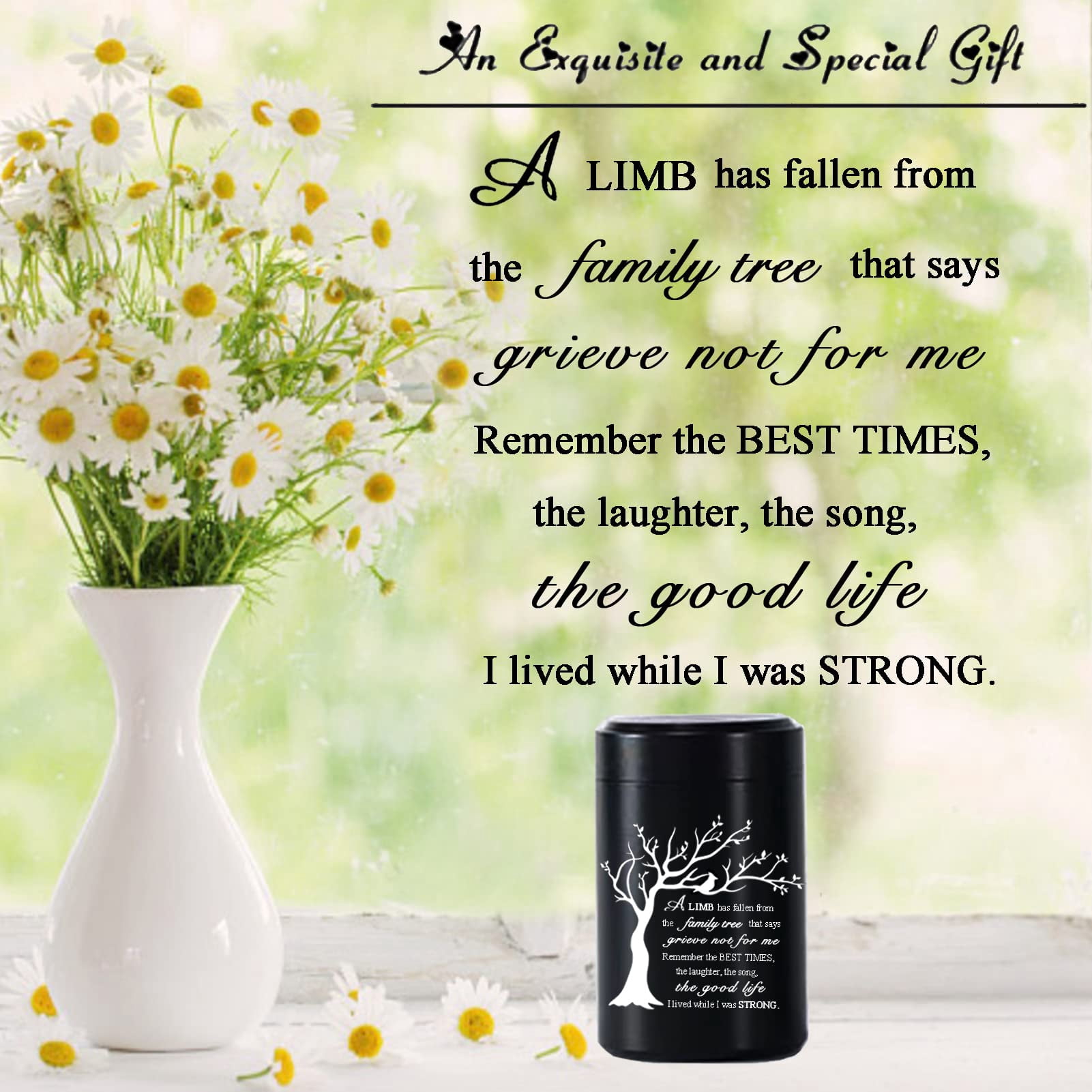 Limbo's Small Keepsake Urns - Set of 4 Aluminium Mini Urns for Human/Pet Ashes - Black
