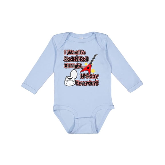 Inktastic I Want to Rock N' Roll N' Potty Everyday Boys or Girls Long Sleeve Baby Bodysuit