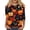 Brown, variant on Ghost & Moon Print 3/4 Sleeve Crew Neck Top for Women Halloween Casual T-Shirt with Playful Spirit Pattern, Soft Polyester Blouse for Daily Wear & Party Yellow S
