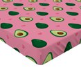 thumbnail image 2 of Ambesonne Avocado Fitted Sheet 2 Pcs Set, Halved Fruit and Heart Art, King, Pastel Pink and Emerald, 2 of 3