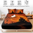 thumbnail image 5 of Full Size Fitted Sheet Set - Horror Castle Halloween 3 Piece Bedding Sets 16" Deep Pocket Fitted Sheet with 2 Pillowcases, Orange Moon Black Trees Bats Brushed Microfiber Hotel Luxury Bed Sheets, 5 of 9