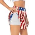 thumbnail image 1 of Balery America Flags2 Pantalones cortos deportivos para mujer con forro y dos bolsillos, elásticos, para entrenamiento, gimnasio, yoga-Medium, 1 of 7