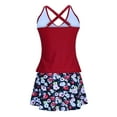 thumbnail image 5 of ZQUUVOU Women's Tankini Set High Waisted V-Neck Top with Swimdress (A-Red,XL), 5 of 6