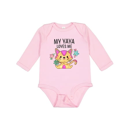 

Inktastic My Yaya Loves Me with Cute Kitten and Flowers Gift Baby Boy or Baby Girl Long Sleeve Bodysuit