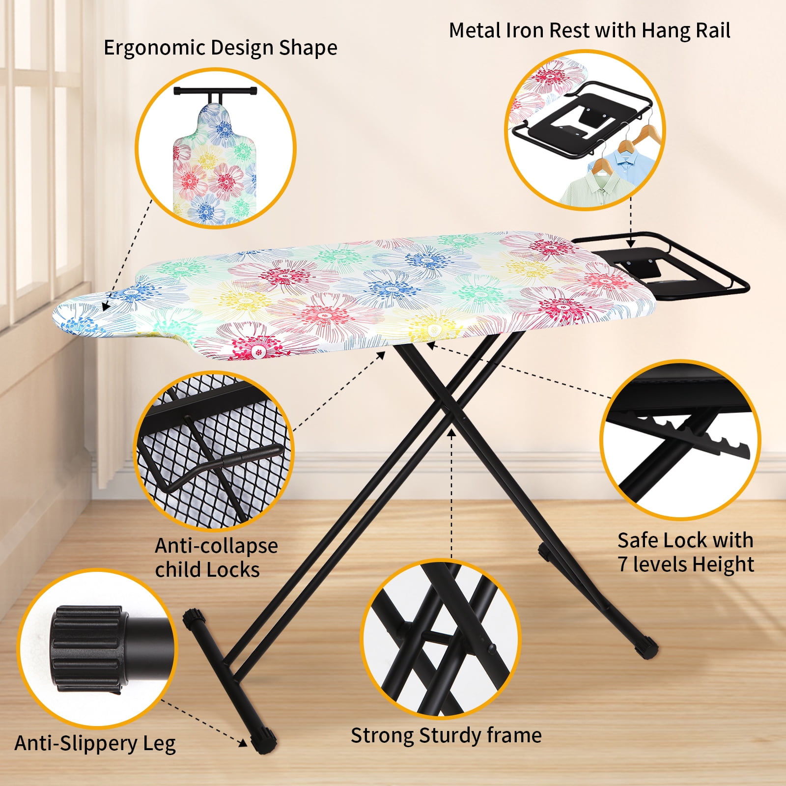 KDJ HOME SLIETON Extra Large Ironing Board with large hang