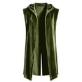 thumbnail image 6 of UTSJKR Men Hooded Sleeveless Velvet Long Tunic, Open‑Front Medieval Robe, Sleeveless Cloak for Renaissance and Halloween Cosplay Green L, 6 of 7