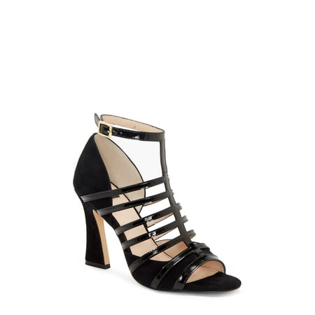 Louise et Cie Isora Caged Leather Pump Sandal Black Open Toe Pumps (7, BLACK)
