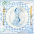 thumbnail image 3 of 60 Pcs Blue and White Gingham Paper Placemats,13.5 Inch Scalloped Blue Checkered Place Mat Disposable Table Placemats Decorative Paper for Table Setting Baby Shower Wedding Bridal Banquet Tea Party, 3 of 6