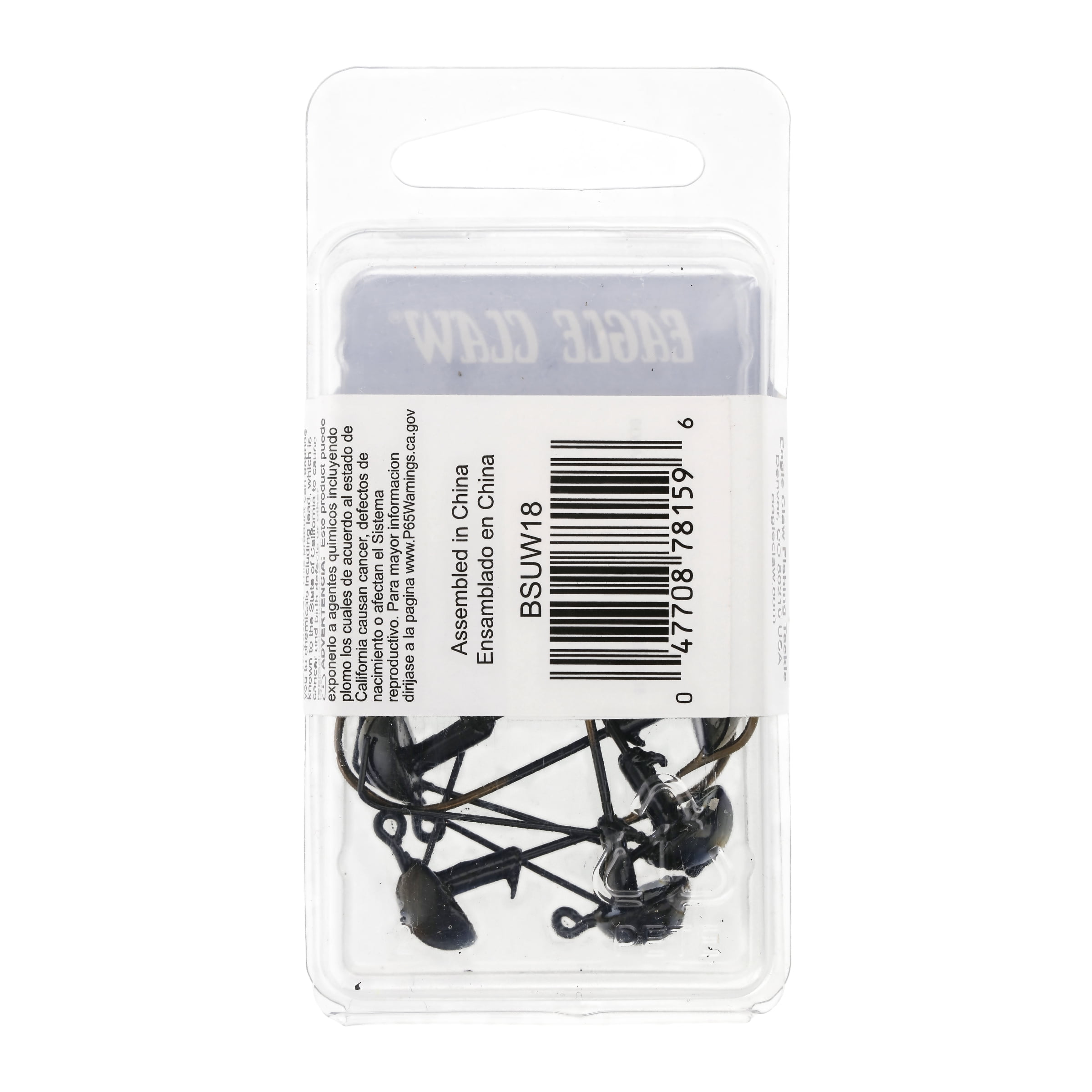 Eagle Claw Lazer Sharp Weedless Stand Up Fishing Jig Head, Black, 1/4 oz., BSUW14