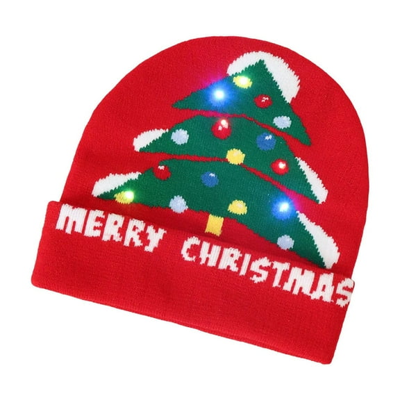 Wadada Light Up Christmas Hat, LED Christmas Beanie Unisex Knitted Beanie Holiday Hat for Xmas Party