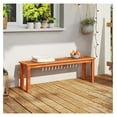 thumbnail image 4 of WDZS 47 Inch Patio Wood Bench, 2-Person Backless Bench w/Slatted Seat, Indoor Outdoor Dining Bench for Backyard, Poolside, Entryway, Porch, 4 of 9