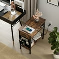 End Table with USB Charging Ports & Outlets, Storage Drawer, and Fabric