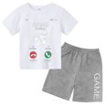 thumbnail image 3 of Conjunto de camiseta y pantalones cortos con estampado de máquina de juego de arte de grafiti para niños, moda de verano, informal, de manga corta, para niños y niñas, 3 of 5