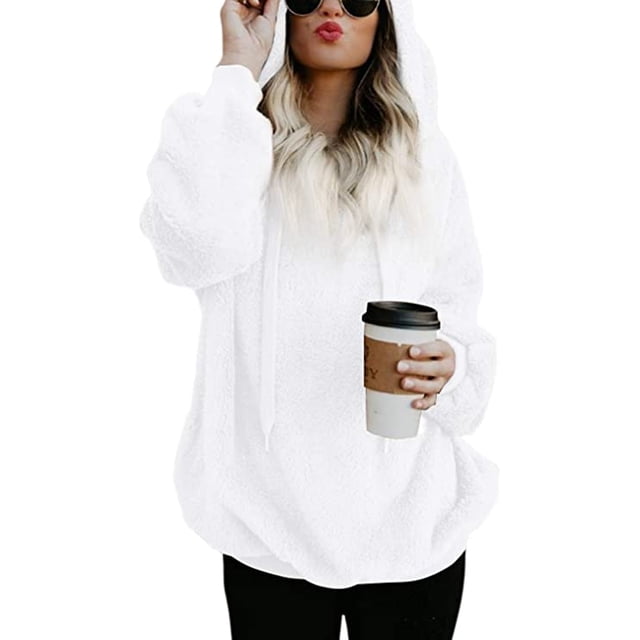 Damen Sherpa Pullover Fuzzy Fleece Sweatshirt Oversized Hoodies