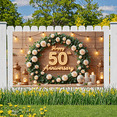 thumbnail image 2 of Elegant Design Happy 50th Anniversary Floral Wooden Banner for Milestone Celebration Wedding Party, 2 of 9