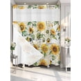 thumbnail image 4 of Farmhouse Sunflower No Hook Shower Curtain Waterproof, Bathroom Curtains with Snap in Liners and See Through Top Window, Vintage Summer Botanical Hotel Style Bathtub Curtains Shower 66"Wx72"L, 4 of 8