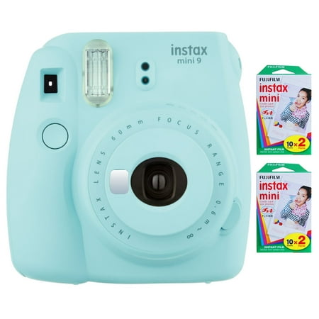 Fujifilm Instax Mini 9 Instant Camera - Ice Blue (16550643) w/ Fujifilm INSTAX MINI 40 Sheets of Instant