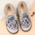 thumbnail image 4 of Women's Embroidery Plush Casual Walking Shoes Fluffy Non Slip Loafers Comfortable Winter Warm Slip On Sneakers Gray Size 7, 4 of 5