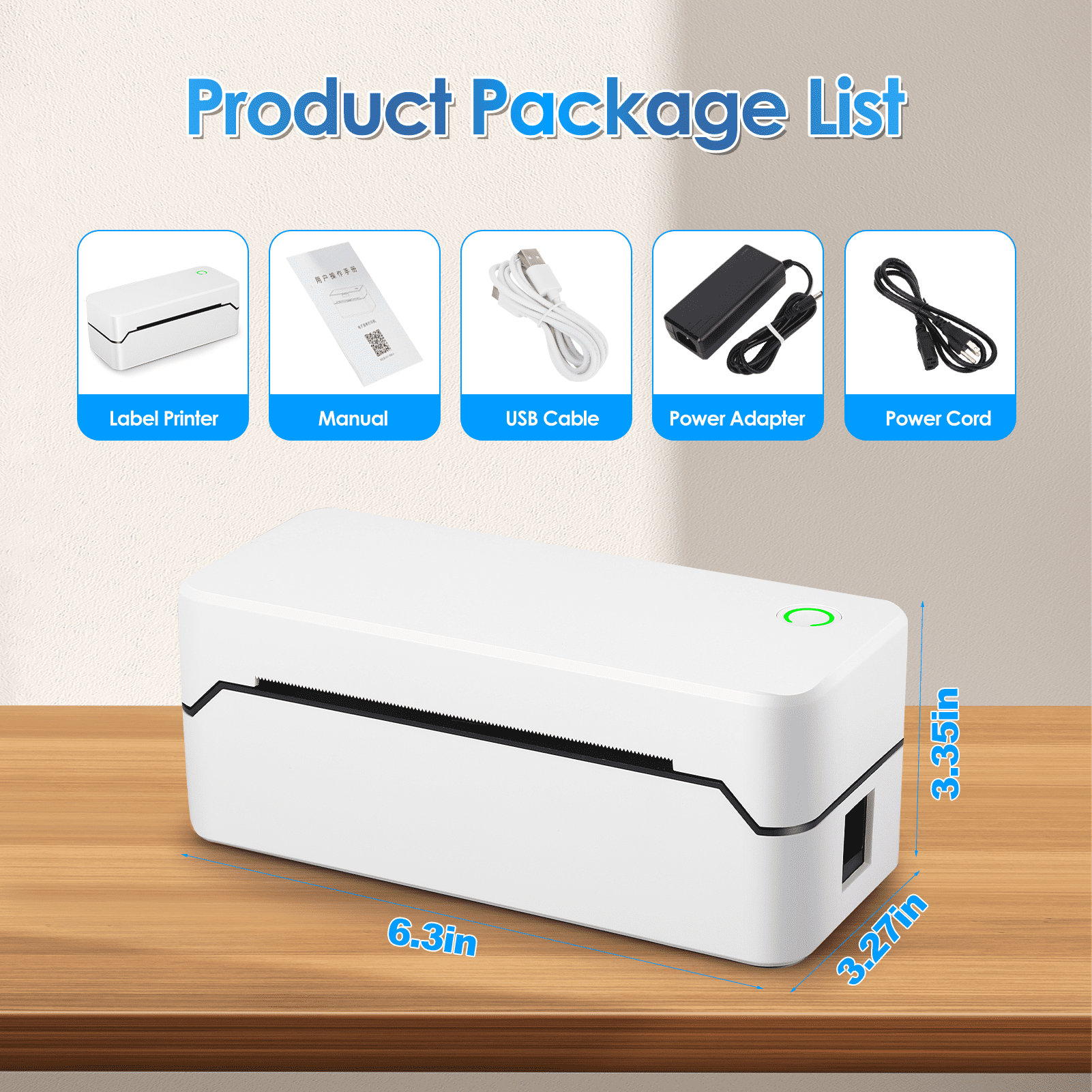 Bluetooth Thermal Shipping Label Printer, Wireless 4x6 Label Printer for Shipping Package and Small Business, Compatible with Android iOS Windows Mac, High Speed Labels Maker Printer