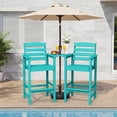 thumbnail image 4 of RIAFUN HDPE Height Bar Stools Set of 2 with Removable Connecting Table, Weather Resistant Outdoor Tall Adirondack Chairs with Umbrella Hole for Patio, Poolside, Garden, Turquoise, 4 of 11