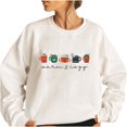 thumbnail image 1 of Fridja Chandails en Molleton de Noël Décontractés à Col Rond pour Femmes, Manches Longues, Blouse, T-shirt, 1 of 7