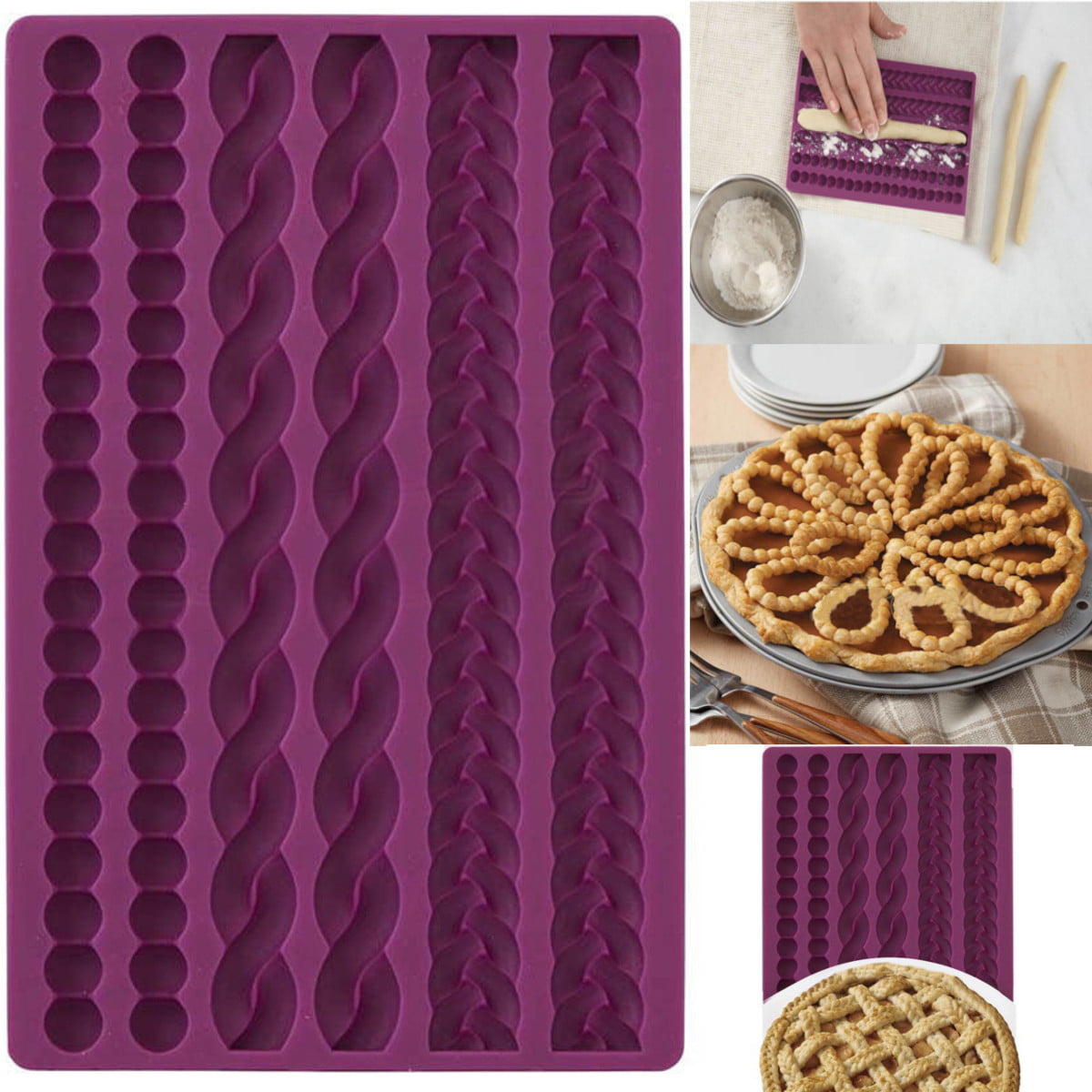 3D Knit Rope Silicone Fondant Cake Mold Sugarcraft Border Chocolate Icing Mould 