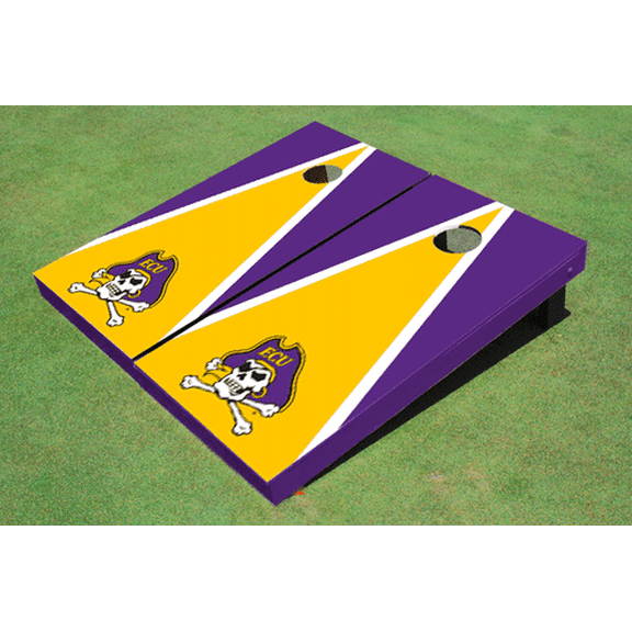 East Carolina University Yellow and Purple Matching Triangle Cornhole Boards