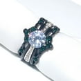 thumbnail image 7 of Black Matching Rings His and Her Rings Couple Rings 1ct CZ Wedding Ring Sets Wedding Band, 7 of 7