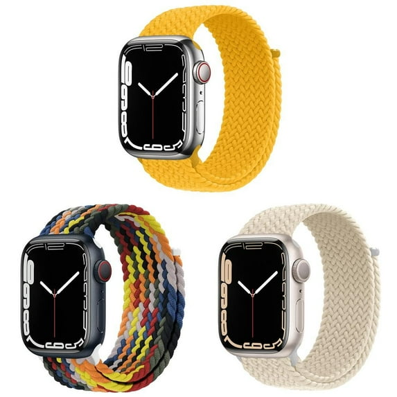 BXUXOHS (1/3Pack) Braided Solo Loop for Apple Watch Bands 44mm 45mm 40mm 49mm 38mm 41mm 42mm for Women Men, Elastic Adjustable Velcro Nylon Sport Strap for iWatch Series Ultra SE 8 7 6 5 4 3 2 1 Nike