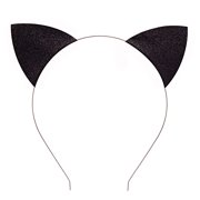 Merroyal glitter cat Ears Headband Halloween Fancy Dress cat Woman Hairband cosplay (Black)
