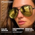 thumbnail image 6 of GRINDERPUNCH XL XXL Aviator Sunglasses for Men Big Head Oversized Polarized - Gold, 6 of 9