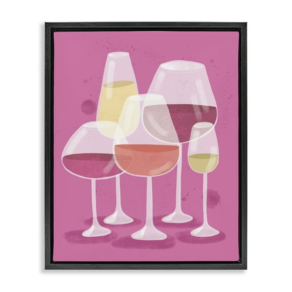 Stupell Industries Varied Wine Glasses Food & Beverage Painting Black Floater Framed Canvas Art Print Wall Art, 17 x 21